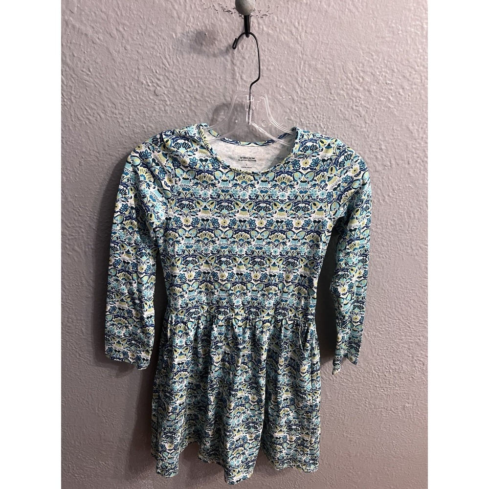 Garnet Hill Kids Girls Fit & Flare Floral Long Sleeve Dress Size Large